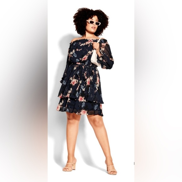 CITY CHIC Navy Dress size Small/16 Odette Bluebell - Picture 1 of 11